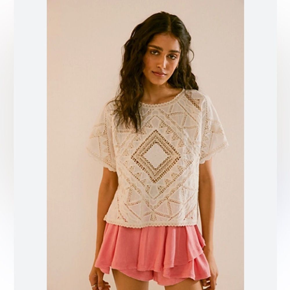 Free People Crochet Ivory Top
